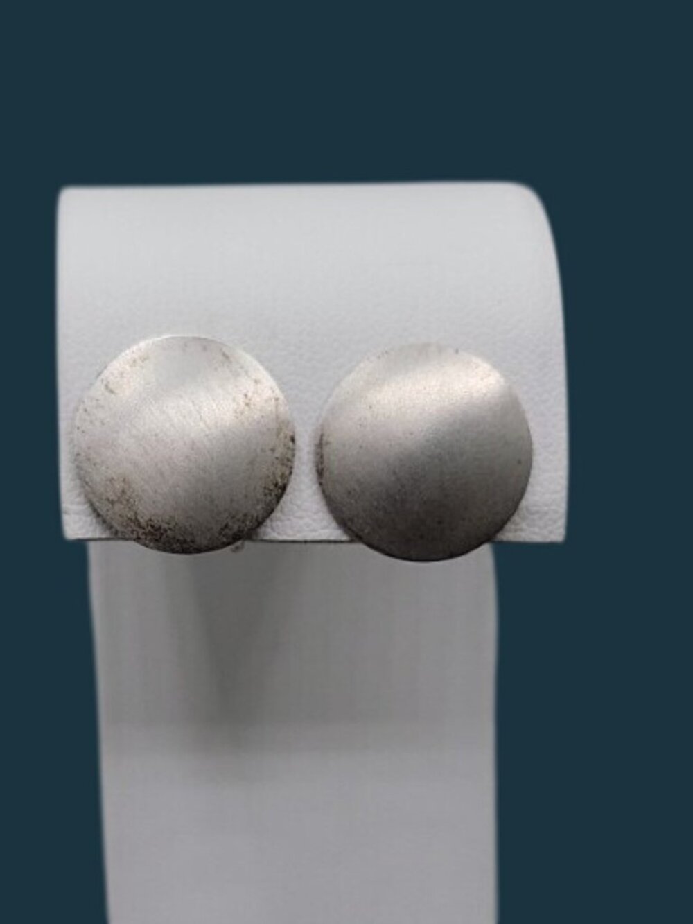 Vintage Beau Sterling Silver Circle Screw Back Earrings Signed 1950s 925 Casual - Picture 1 of 9
